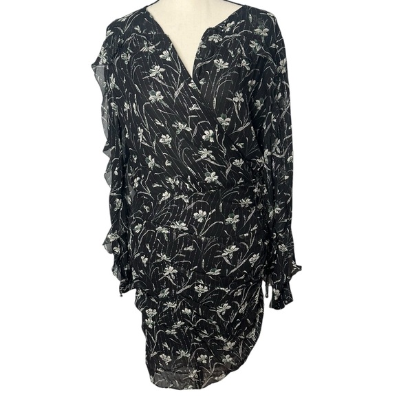 Veronica Beard Fitzgerald Side-Ruched Floral-Print Chiffon Mini Dress NEW Size 4 - Picture 2 of 14